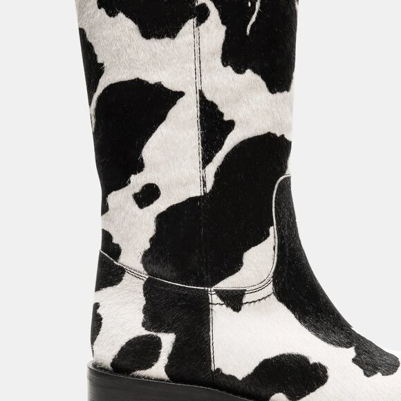 Steve Madden Riggs Womens Boots Cow Print Leather Real Fur - Picture 11 of 12
